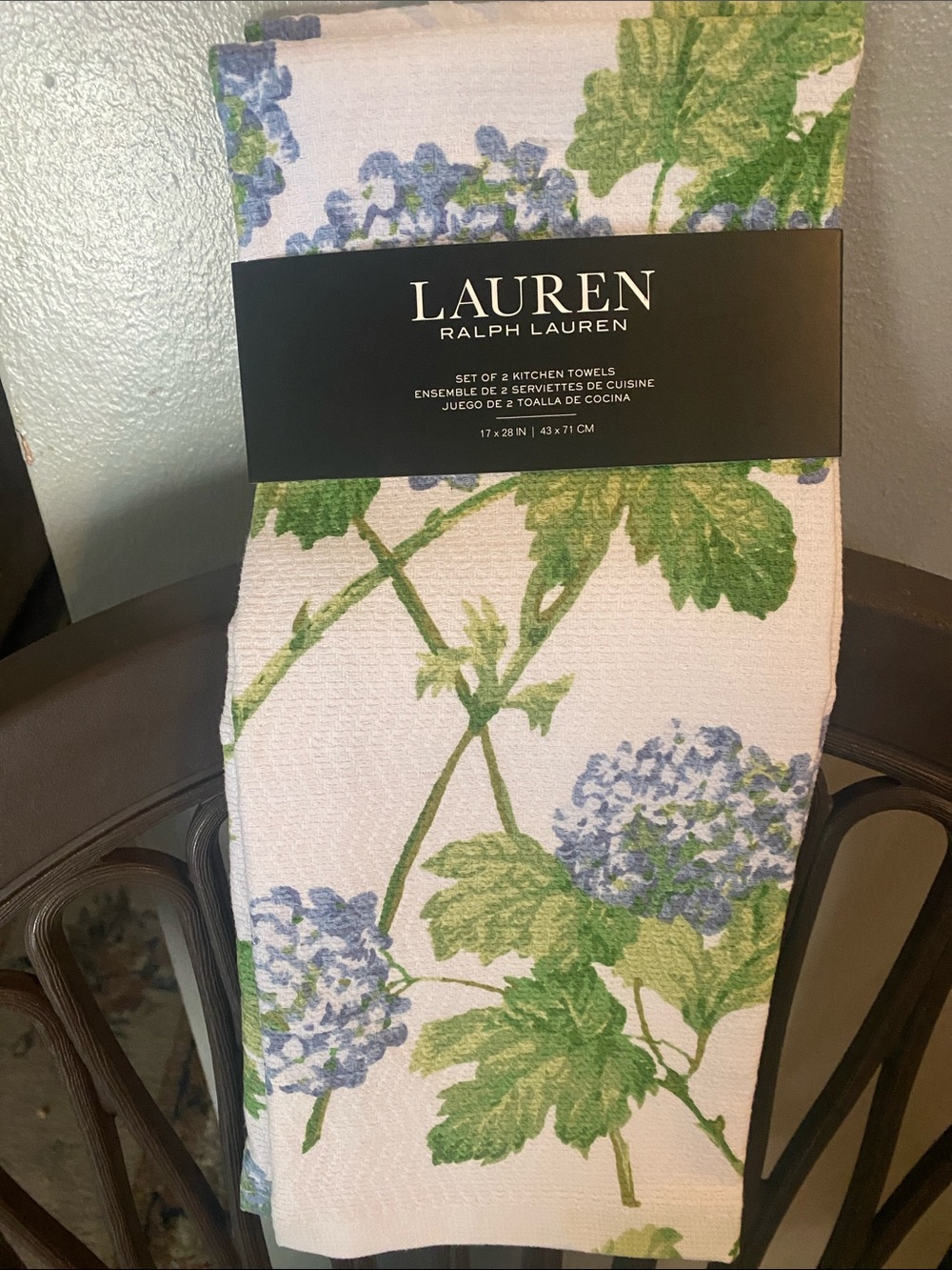 Lauren Ralph Lauren Green & Blue Hydrangea Kitchen Towels, Set of 2
